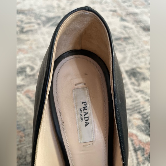 Authentic Prada Peep Toe Heels Black Leather EU 38 5"Heel - Picture 7 of 11